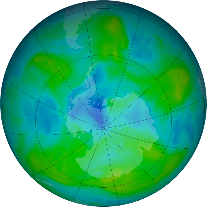 Antarctic ozone map for 01 March 1979